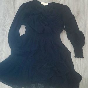 Ruffle above the knee A-line dress.